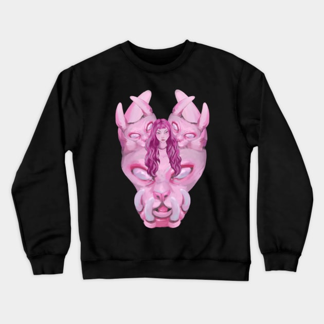 Bakeneko: Pink Monster Cat Crewneck Sweatshirt by xxginengzxx